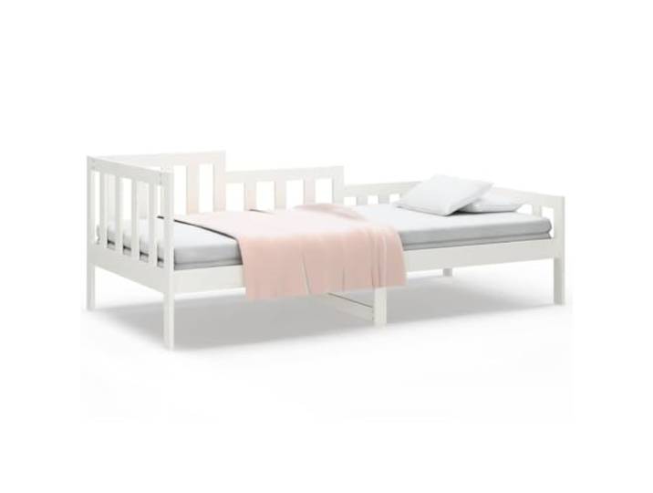 KKgypkn Tagesbett ohne Matratze Weiß 90x200 cm Massivholz Kiefer, Tagesbett mit 3-seitigem Bettgitter und Lattenrost, vielseitig nutzbar als Bett und Sofa mit Stauraum unter dem Bett