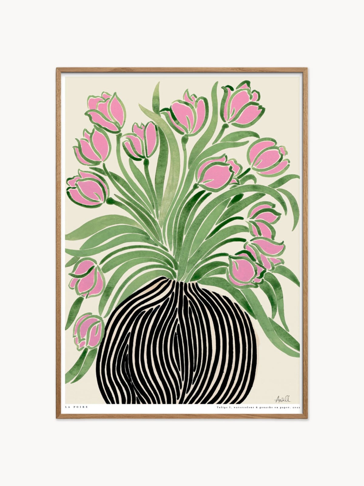 Ingelijste digitale print poster Tulips 1 met illustratie van tulpen
