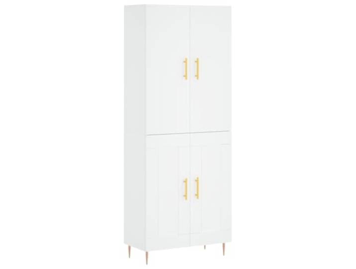 HGFDVCMR Highboard Weiß 69,5x34x180 cm Holzwerkstoff Schrank Zweiteiliges Highboard in Weiß aus Holzwerkstoff mit Metallfüßen für Wohnzimmer und Flur. Reichlich Stauraum mit Türen.