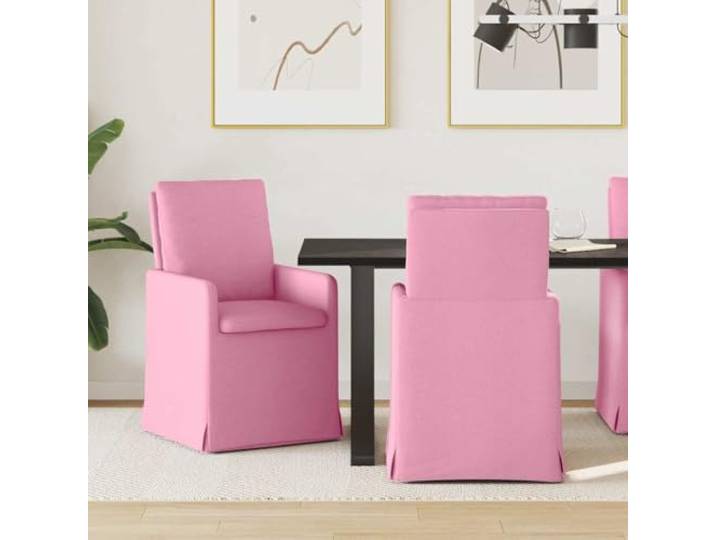 HMDNGOUT Esszimmerstühle 2 STK. Stoff Rosa 57 x 67 x 98 cm Stoffbezug, Metall- und Sperrholzrahmen, Schaumfüllung, Rollen, moderne Ästhetik, Esszimmer und Küche