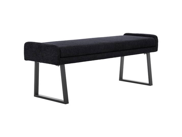 Novel Hockerbank, Schwarz, Metall, 3-Sitzer, 160x49x49 cm, Stoffauswahl, Typenauswahl, in verschiedenen Größen erhältlich,