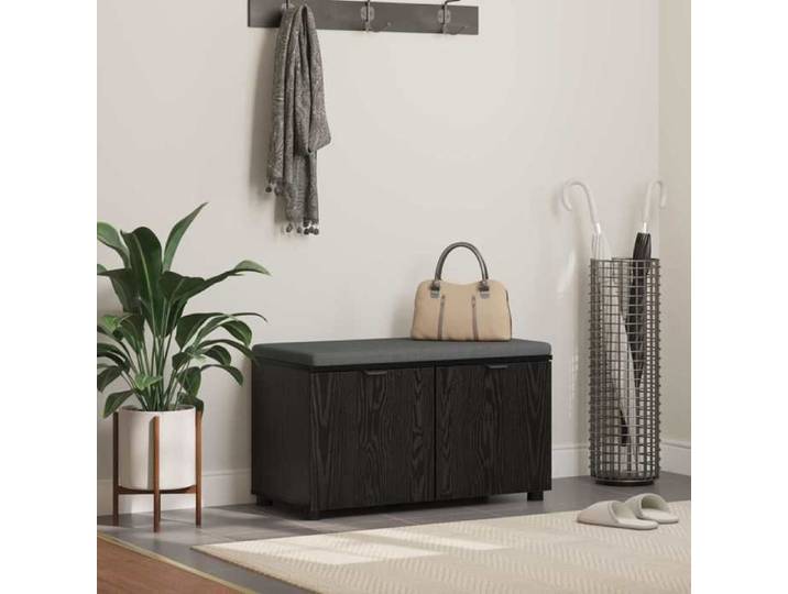 Noir Banc d'entrée avec coussin Chêne Noir 80x38x46 cm - Meuble Banc @49481