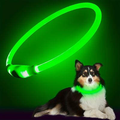 Discount Dollar Deals USB Rechargeable LED Dog Collar For Night Safety And Visibility green l
