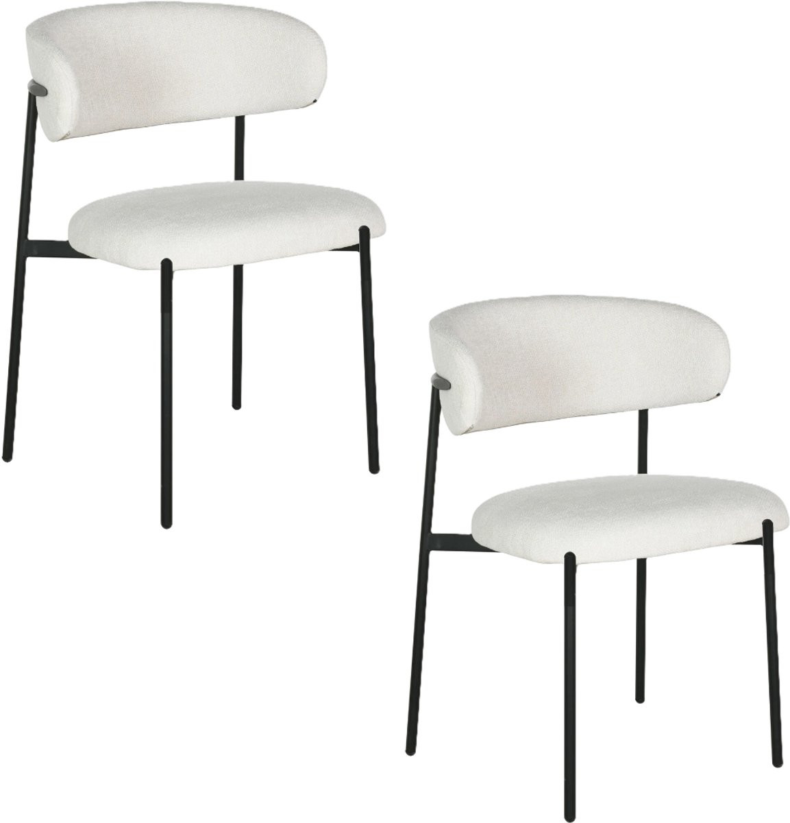 Kadirelli Eetkamerstoelen Set van 2 - Off-white - Microvezel - Modern Japandi stijl