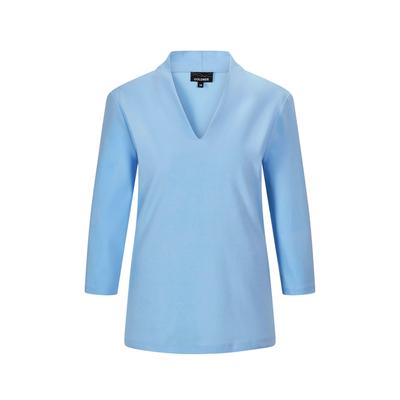 Kurzarmshirt GOLDNER "Elegantes Basic-Shirt mit V-Ausschnitt", Damen, Gr. 38, blau (hellblau), Obermaterial: 100% Baumwolle CO., Modisch, V-Ausschnitt, Shirts, V-Ausschnitt