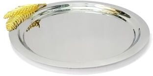 Jiallo "Round Tray with Gold Fern: 13"" dia"