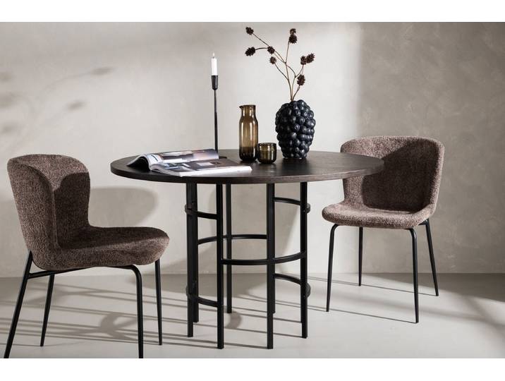 Esstisch Marloo - im runden, skandinavisch inspirierten Design - Mokka - Luxusbetten24
