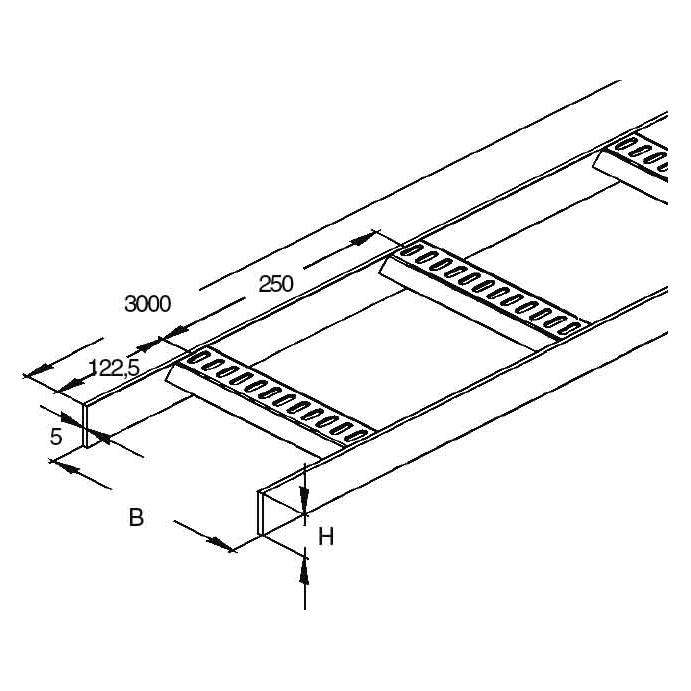 Niedax NIE KLMUL 40.100 F NIE KLMUL40.100F M Steige., 40x110x3000mm, t=5mm, gel. (KLMUL40.100F)