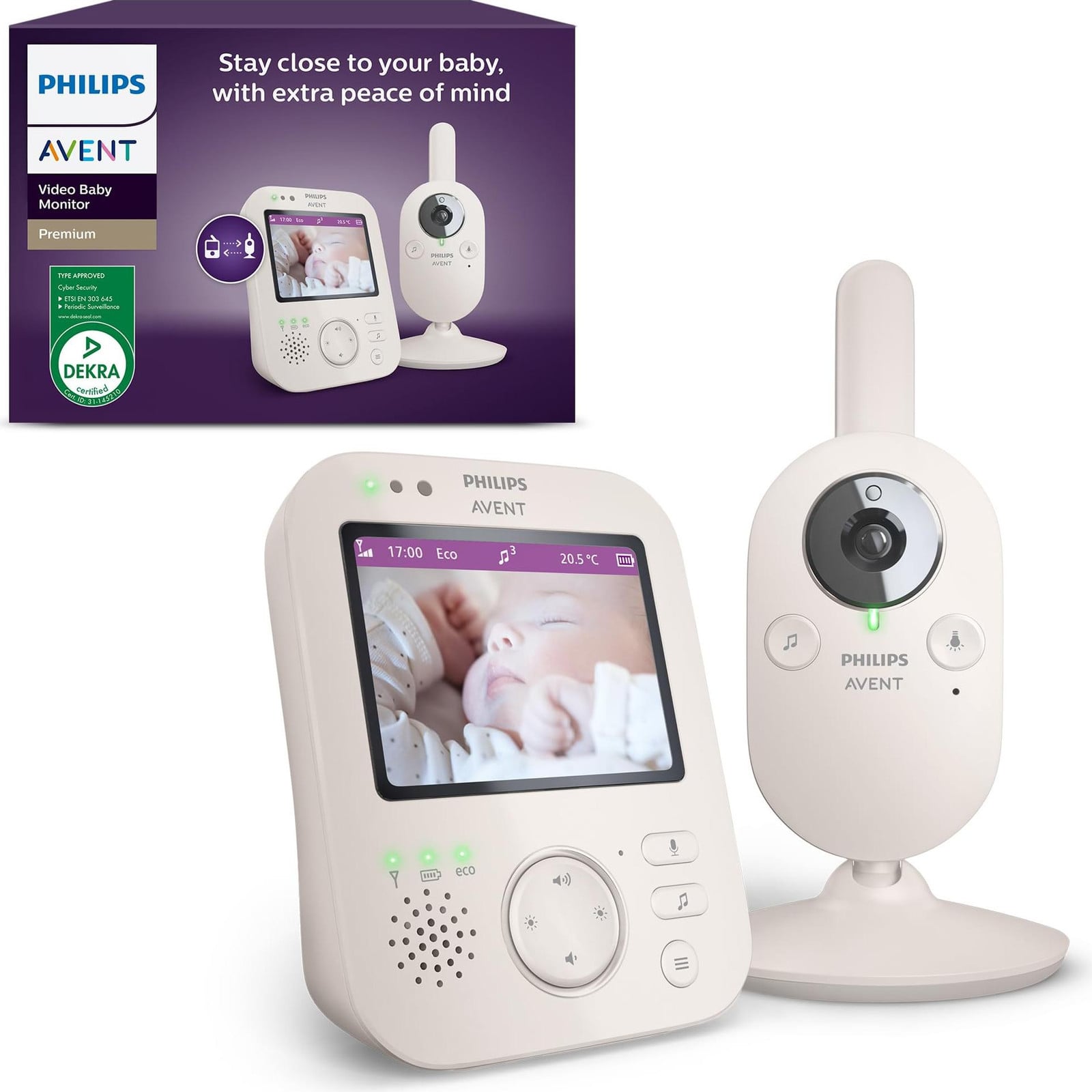 Philips AVENT Videobabymonitor SCD891/26 Premium met infrarood en 300 meter bereik