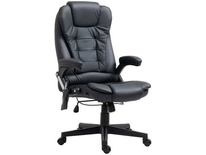 Homcom Massagesessel Bürostuhl Drehstuhl mit Wärmefunktion Chefsessel Bürosessel, Schwarz, Kunststoff, Füllung: Schaumstoff,Schaumstoff, 70x121x70 cm, Büromöbel, Bürostühle, Chefsessel