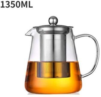 DynamicDeals Stainless Steel Tea Infuser Glass Teapot Premium Borosilicate Kettle For Blooming, Loose Leaf & Durable Tea Set 1350ml