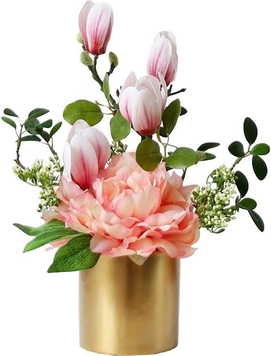Multicolor kunstbloemen met vaas voor woonkamer decoratie, 1000 gram