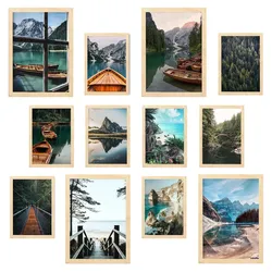 POSTER Set Mit 12 Die Fesselnde Schönheit Der Natur A3 Rahmen Aus Hellem Holz
