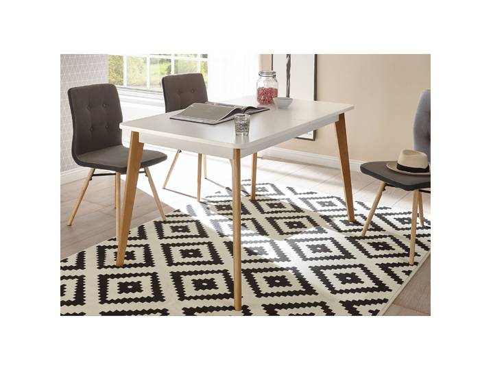 Table extensible 140 x 75 x 80cm Blanc/Marron