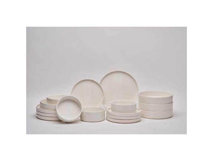 Novel Kombiservice Kyoto striscia, Weiß, Keramik, 16-teilig, Streifen, 650 ml, Lfgb, lebensmittelecht, Geschirr, Geschirrsets, Kombiservice