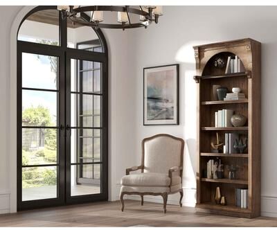 Martin Furniture Traditional 8' Tall Wood Bookcase, Storage Organizer, Display Shelf, Fully Assembled, Brown - Single Bookcase
