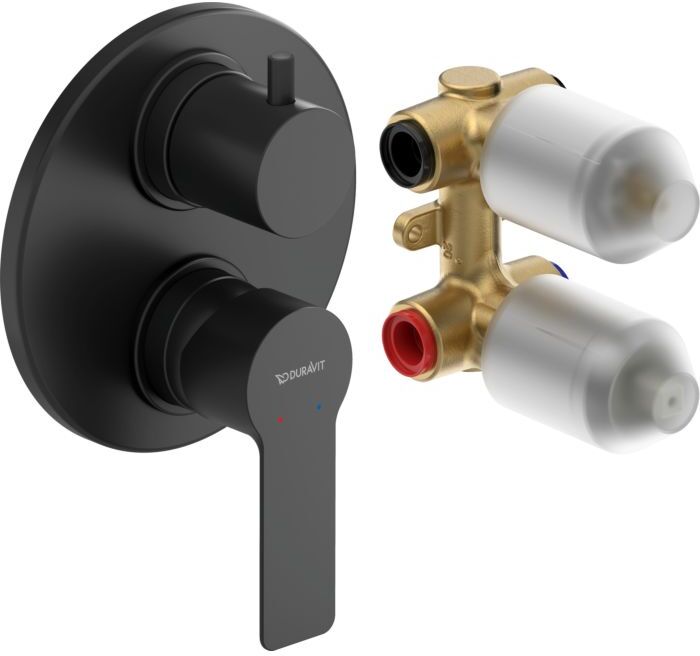 Duravit D-Code Wannenarmatur Set DC5210008046 Unterputz, Keramikmischsystem, Schwarz Matt, Ø137 mm