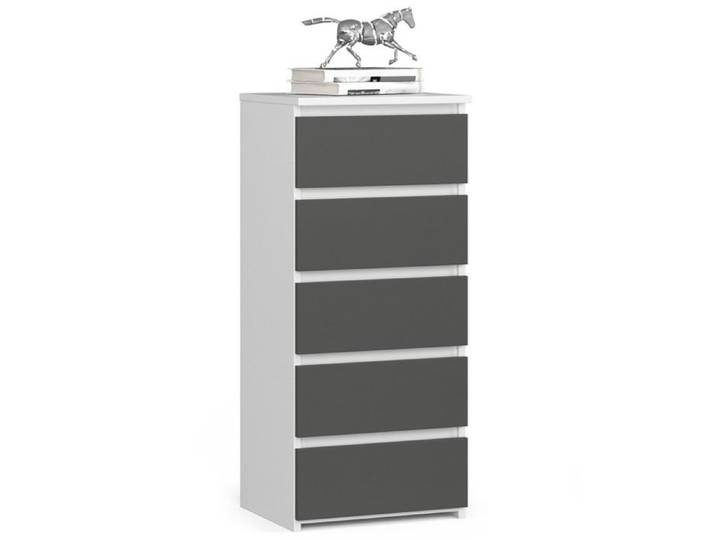Commode AKORD CL5 Blanche 40 cm 5 tiroirs façade Gris Graphite 40x35x92 cm