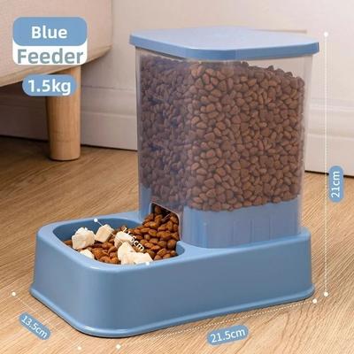 Uplift Treasures Automatic Pet Feeder And Water Dispenser Set blue Feeder