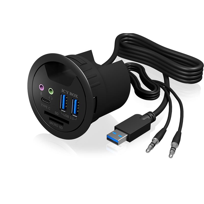 Raidsonic ICY BOX USB 3.0 Tisch-Hub mit 2x USB, Type-C, Kartenleser, A
