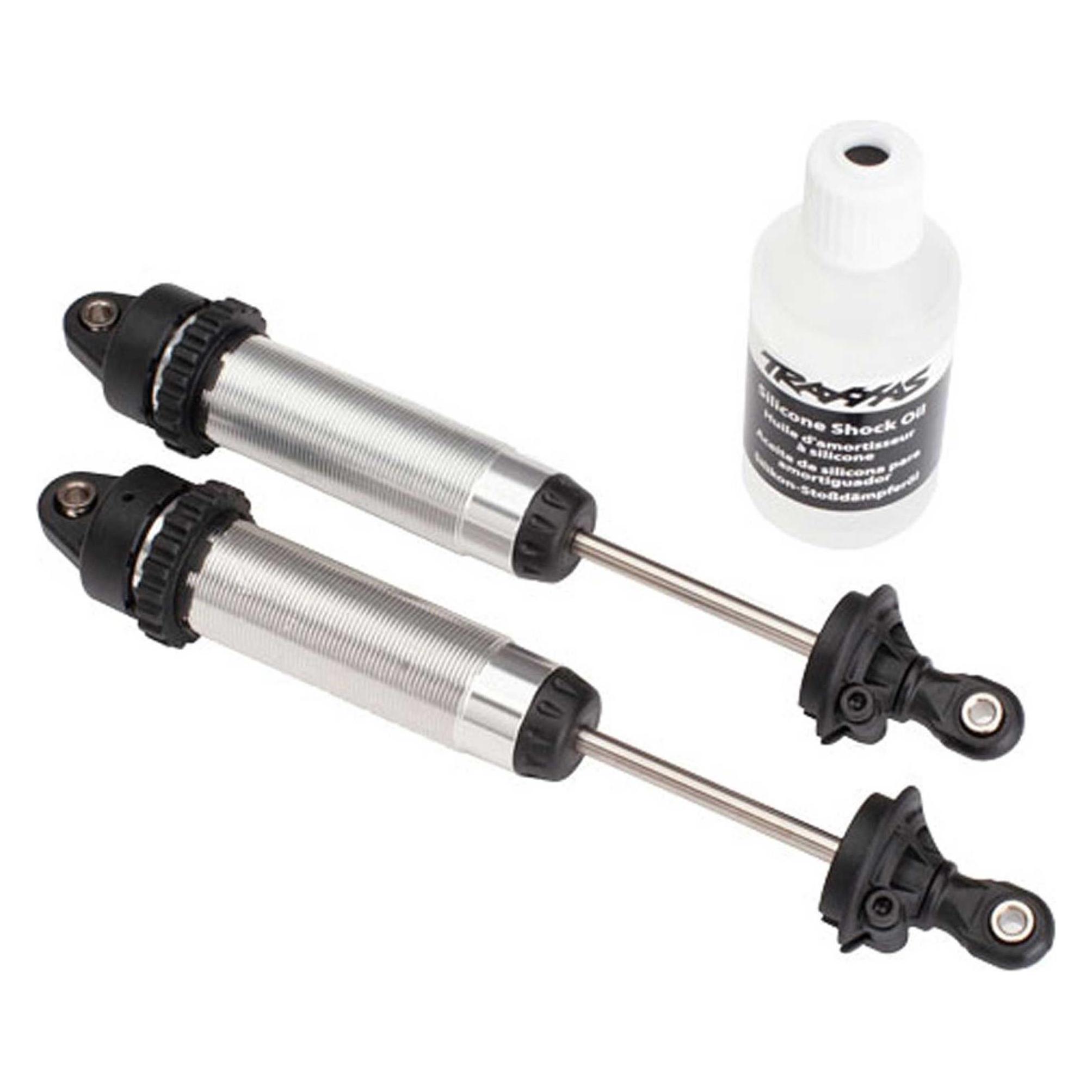 Traxxas Shocks, GTR, 134mm, silver aluminum ( fully assembled w/o springs) (front, threaded) (2) (TRX8450)