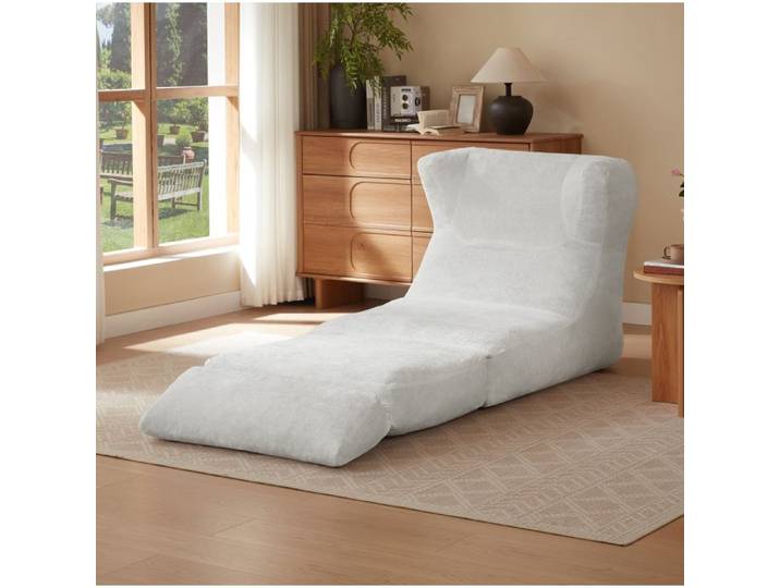 VUENOR Fauteuil modulable blanc 210x90x86 cm – chaise longue convertible 1 place