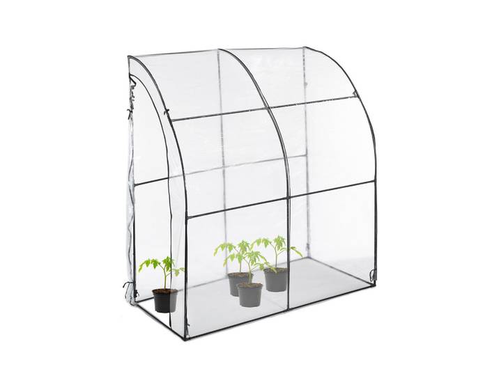 Relaxdays Gewächshaus Transparent Schwarz PVC-Folie 215x200x100 cm, Kunststoff, Metall, 200x215x100 cm, Gartenzubehör, Gartenhäuser & Gewächshäuser