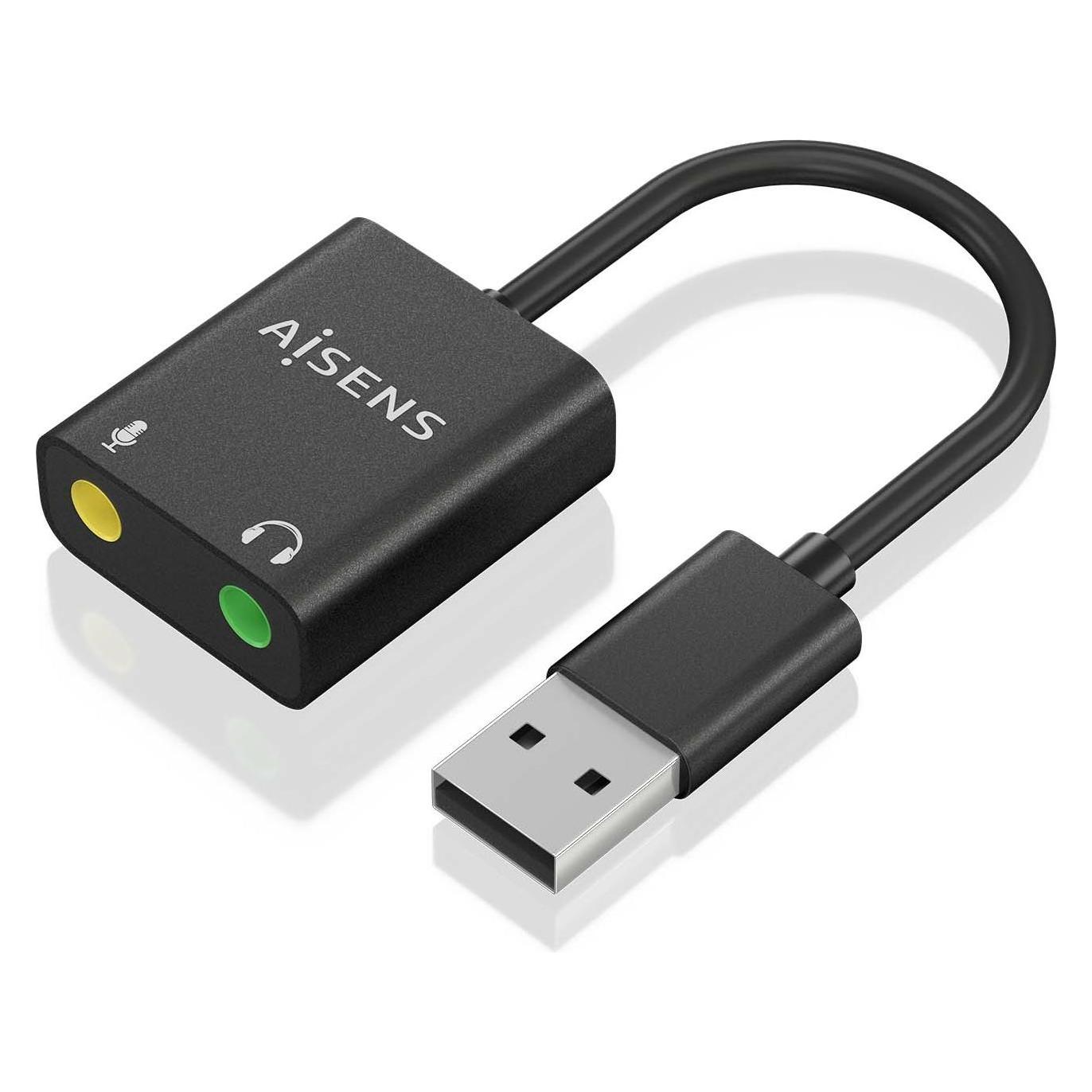 Aisens CONVERSOR USB-A A AUDIO 48KHZ USB-A/M-2XJACK 3.5/H NEGRO 10CM (USB) (A106-0769)