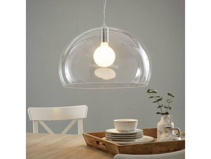 Kartell Designer Hängelampe FL/Y, dimmbar, klar / transparent, für Wohn- / Esszimmer, Kunststoff, Design, Pendelleuchte