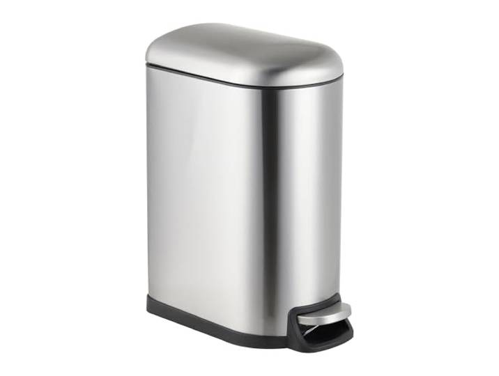 Relaxdays Poubelle\, 10 litres\, fermeture douce\, seau amovible\, poubelle cosmétique avec couvercle\, seau de bain\, argent