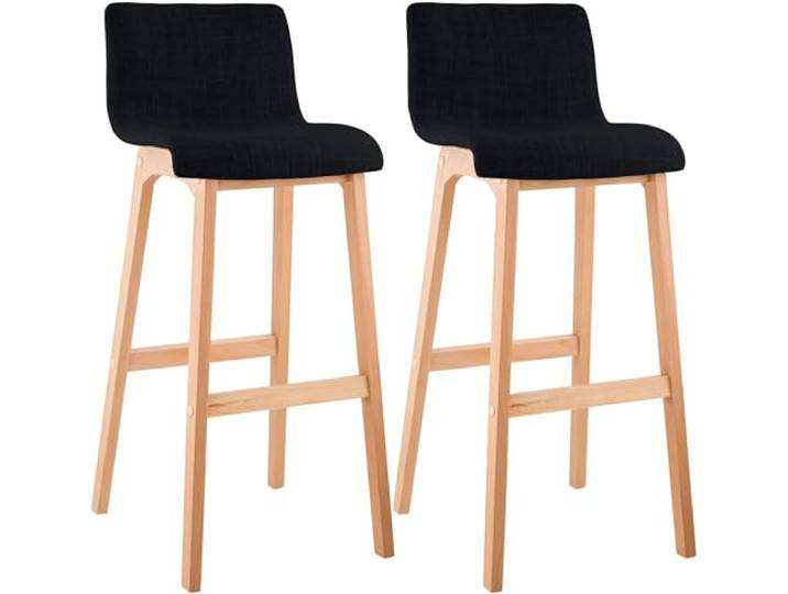CLP Barhocker 2er Set mit Lehnen Hover, Barstühle gepolstert mit Sitzen aus Stoff, Thekenhocker mit Gestellen aus stabilem Buchenholz Farbe schwarz
