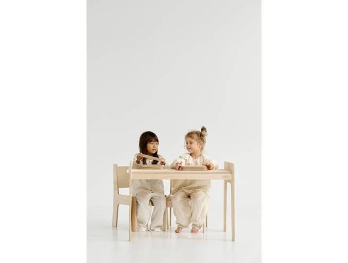 Babywood Kinder Tisch Stuhl Set, Kindertisch mit Stühlen aus Holz, Kindersitzgruppe Kindermöbel Set, Tisch und Stühle für Kinder (Natürlich)