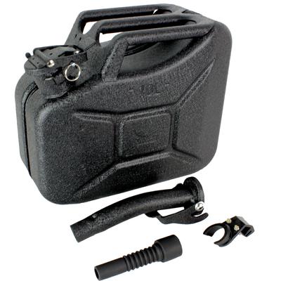 Baumarktplus Kraftstoffkanister Metall 10L Hammerschlag kratzfest inkl. Ausgießer + Halter schwarz UN-Zulassung
