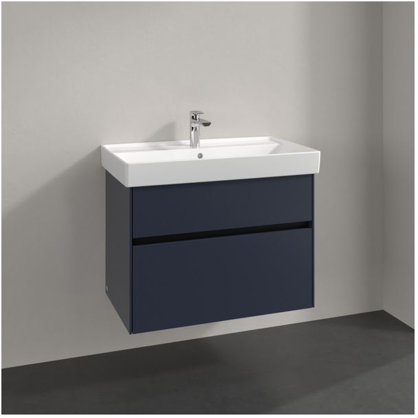 Villeroy und Boch Collaro Waschtischunterschrank C010B0VQ 75,4x54,6x44,4cm, Waschbecken mittig, LED-Beleuchtung, marine blue