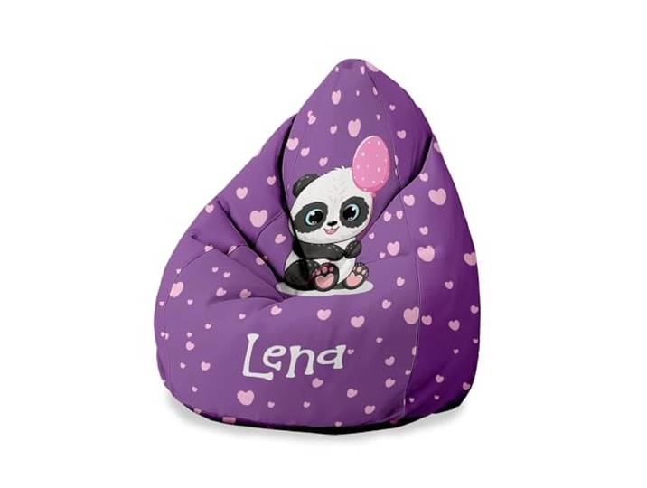 DreamRoots Sitzsack Kinder personalisiert 80x80x120, Panda Personalisierte Geschenke Kinder, Bean Bag, Kindersitzsack, Kinderzimmer, mit Füllung, Sitzkissen Boden