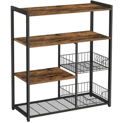 VASAGLE Küchen-Organizer vintage-braun / schwarz 80/35/95 cm schwarz