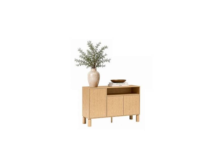 KOMMODE LINDEN 140/40,6/91,6 cm 3 Türen offenes Fach Eiche Bookmatch