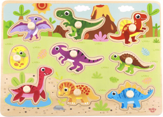 Tooky Toys Tooky Toy's Wooden Dinosaur Puzzle for Children 18 Months+