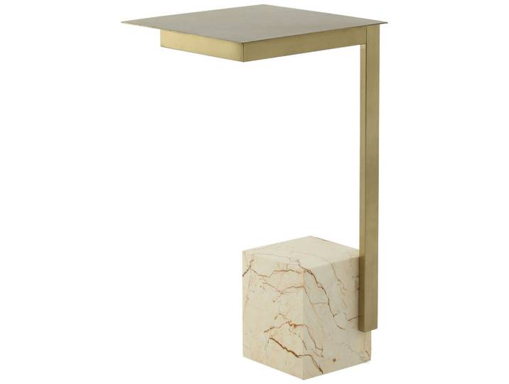 Beistelltisch, Quadratisch, 30x56x30 cm, Glas & Stein, Modern, Kayoom