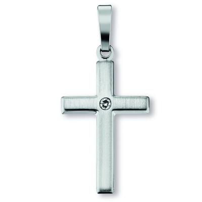 Kreuzkette ONE ELEMENT "Halskette - Kreuzkette mit Zirkonia Kreuz und Anhänger aus 925", silber, Halsketten, Damen, Silber 925 (Sterlingsilber), Kreuzkette, Feine Gestaltung – ein Sinnbild mit ruhiger Eleganz
