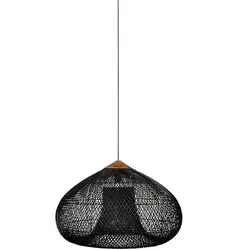 Decken-Pendelleuchte aus natürlichem Rattan – 40 cm – Schwarz