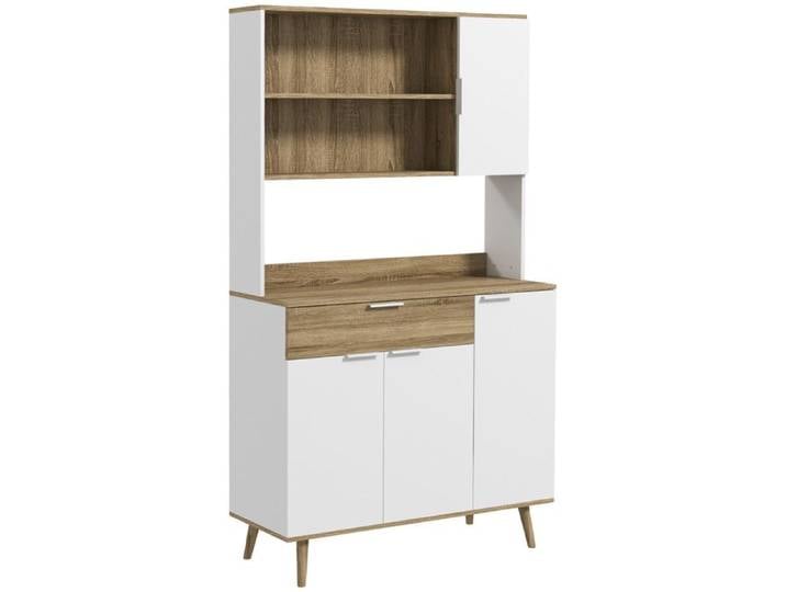 HOMCOM - Buffet haut cuisine - Panneau de particules - 98x39x180cm - Blanc