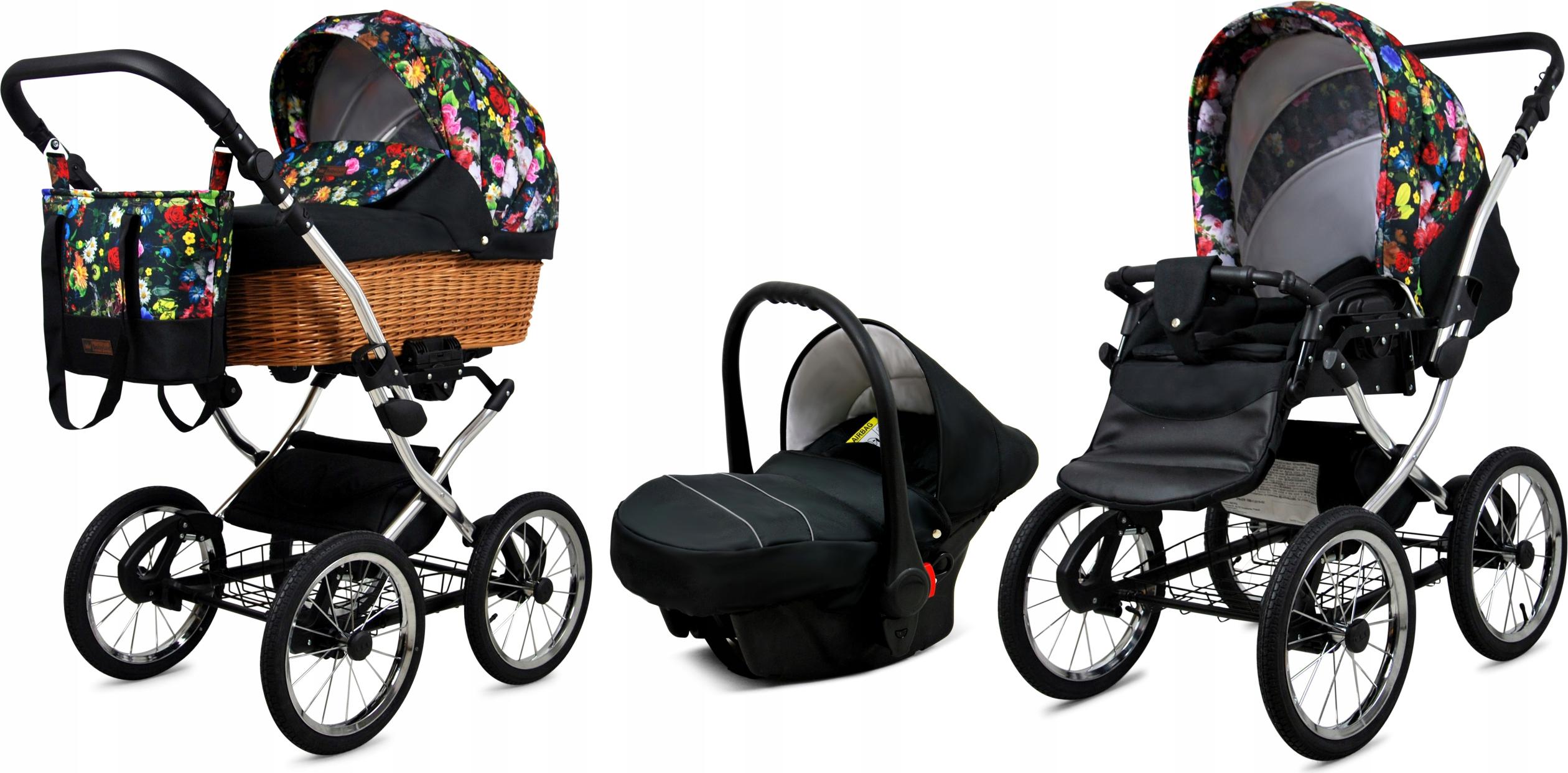 Babylux Classic Exclusive | 3in1 Kinderwagen Set | Garden Flowers | Kombikinderwagen | Kinderwa