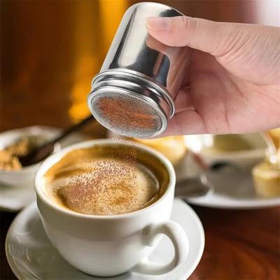 Stainless Steel Powder Sifter With Lid Coffee Powdered Sugar Cocoa Flour Shaker Baking Supplies Kitchen Supplies 6.5x11cm