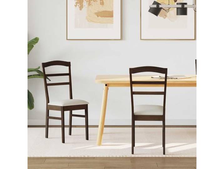 HGPOTUY Esszimmerstuhl 2 STK. Massives Gummiholz Hellbraun Vintage Design, Lackierte Oberfläche, Sitzkissen, Pflegeleicht, Einfacher Zusammenbau