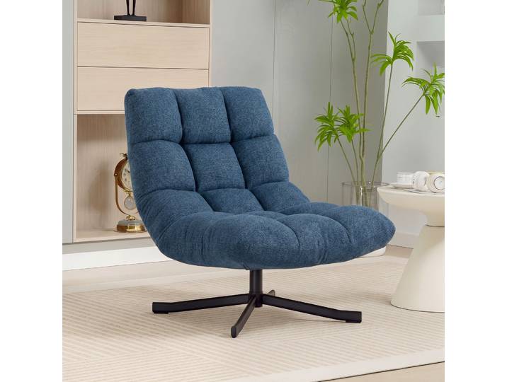 HOMCOM Fauteuil Pivotant Moderne Sans Accoudoirs Acier Bleu