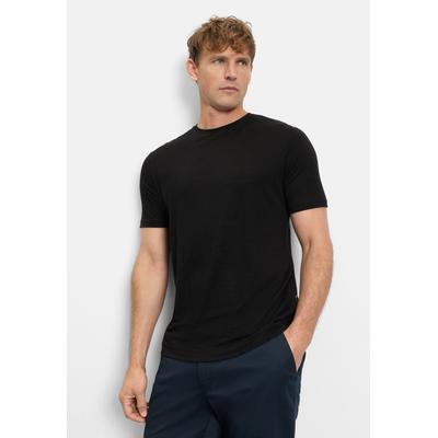 T-Shirt OLYMP "OLYMP Casual Wirk, T-Shirt", Herren, Gr. S, schwarz, 95% Leinen, 5% Elasthan, Shirts T-Shirt