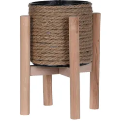 Natura Punto, Blumentopf, Blumentopf aus Jute auf Holzständer (13 x 23 cm)