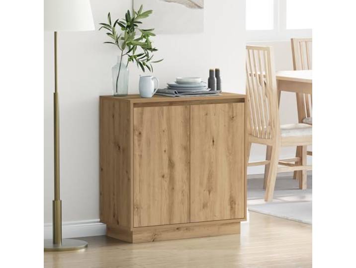 HEFZGDB LED Sideboard Nachttisch Artisan Eiche 71x34,5x75 cm Holzwerkstoff mit integrierter Beleuchtung und großzügigem Stauraum, modernes Design für Schlafzimmer, robuste Bauweise,