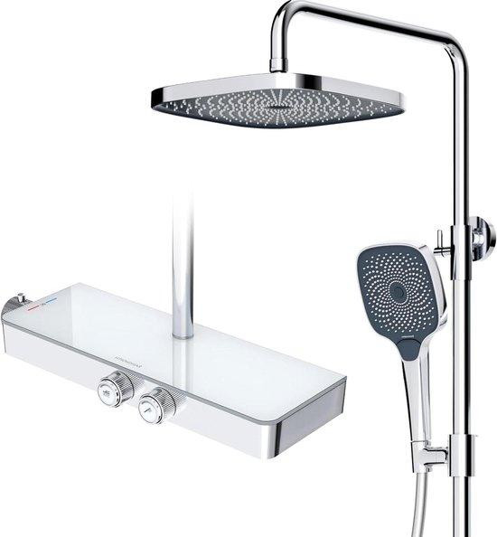 Rainsworth Douche Systeem met Thermostaat en Plank, Chroom, 26 x 26 cm